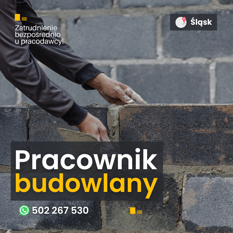 Pracownik budowlany: Cieśla szalunkowy, Zbrojarz, Murarz.